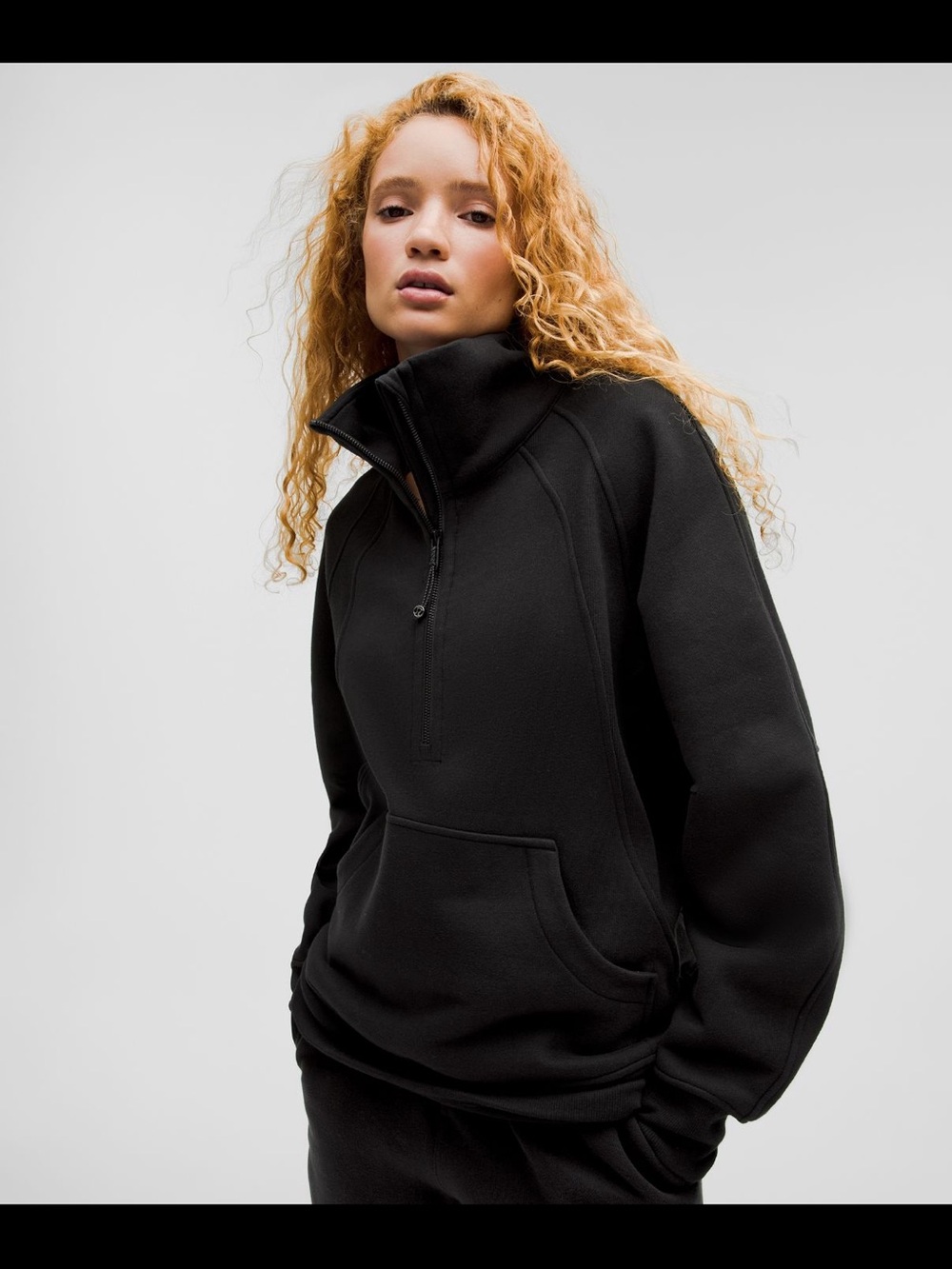 Scuba Oversized Funnel-Neck Half Zip *Long - Black - XS/S